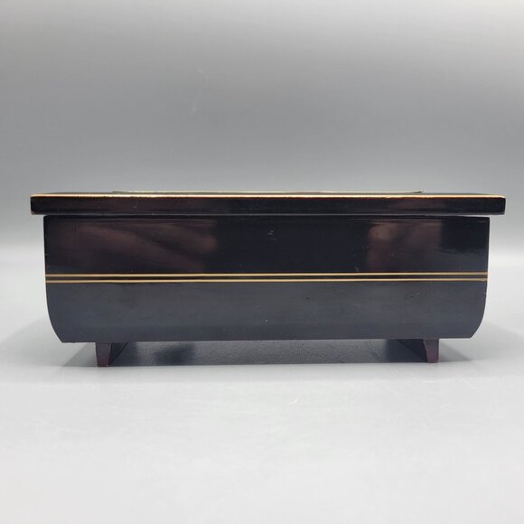 Vtg Lacquered Westland Music Jewelry Box Swan Floral Red Velvet Chopin Nocturne - Picture 8 of 16